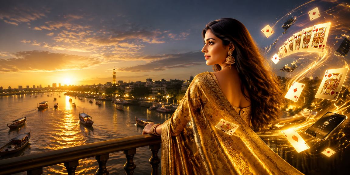 বরিশালে শাড়ি পরিহিত একজন নারী রামি গেম উপভোগ করছেন